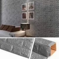 Plaque papier mural adhésif 3D - En pierre de brique Gris