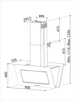 Proff hotte central en verre LD49-90 ISLAND 90cm