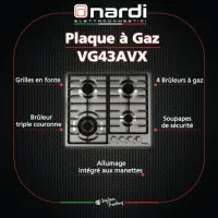 Nardi plaque de cuisson gaz encastrable VG43AVX