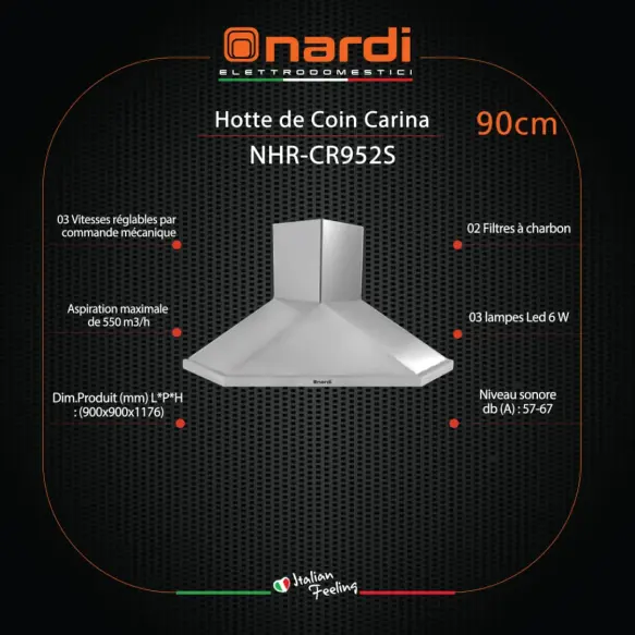 Nardi hotte de coin 90 cm NHR-CR952S