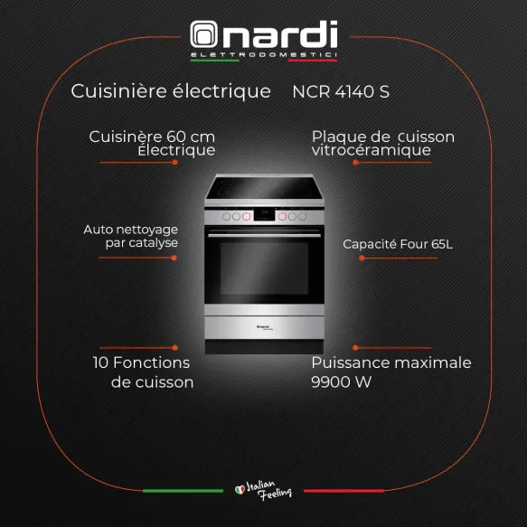 Nardi cuisinière électrique vitrocéramique NCR4140S