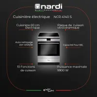 Nardi cuisinière électrique vitrocéramique NCR4140S