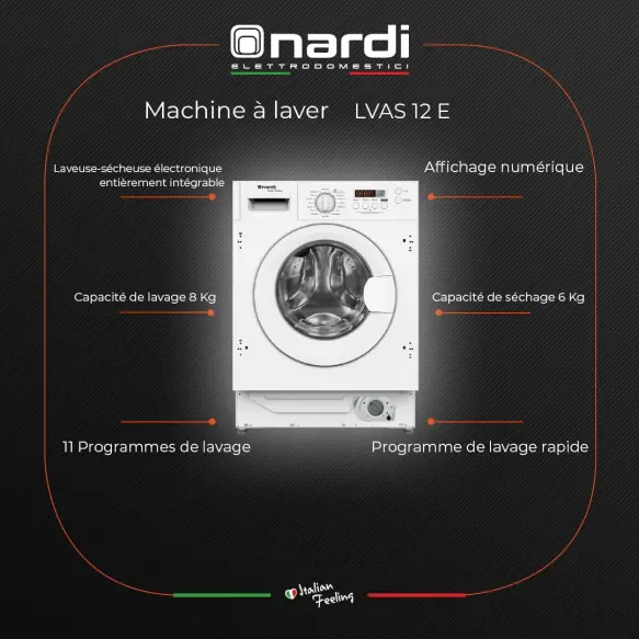 Nardi lave ligne encastrable 60cm LVAS12E