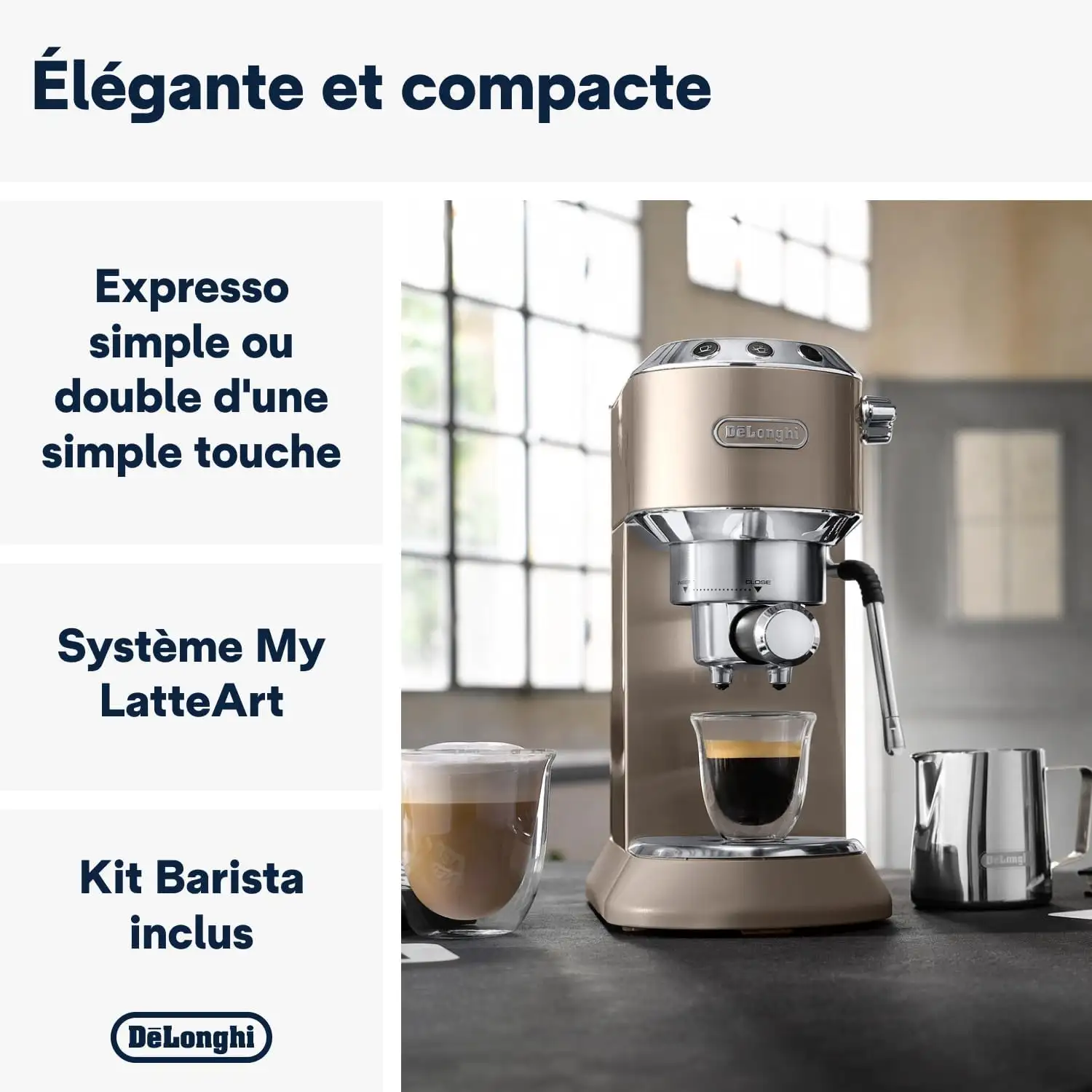 DeLonghi cafetiere dedica pompe metalic EC785.BG