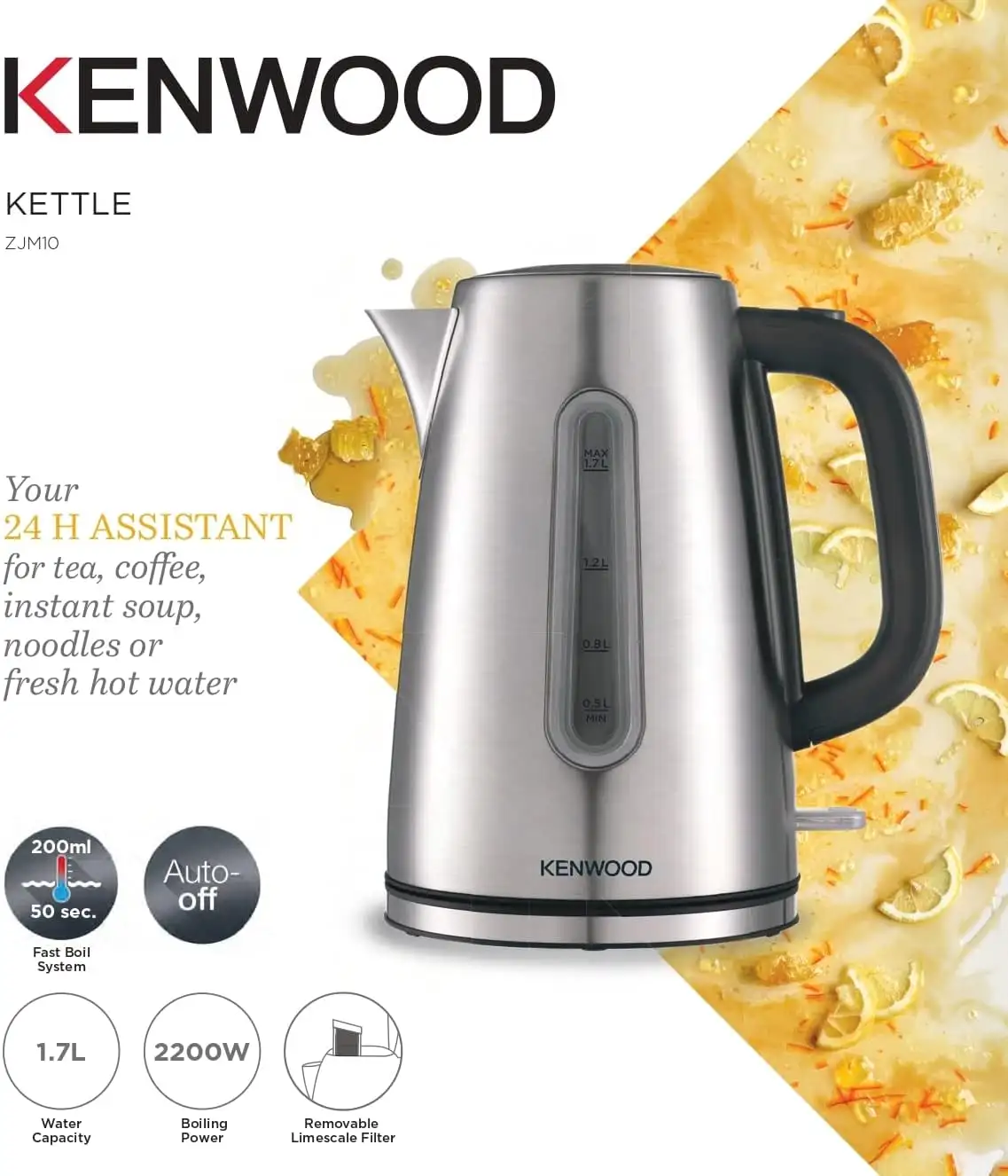 Kenwood kettle bouloire 1.7L 11.000Ss