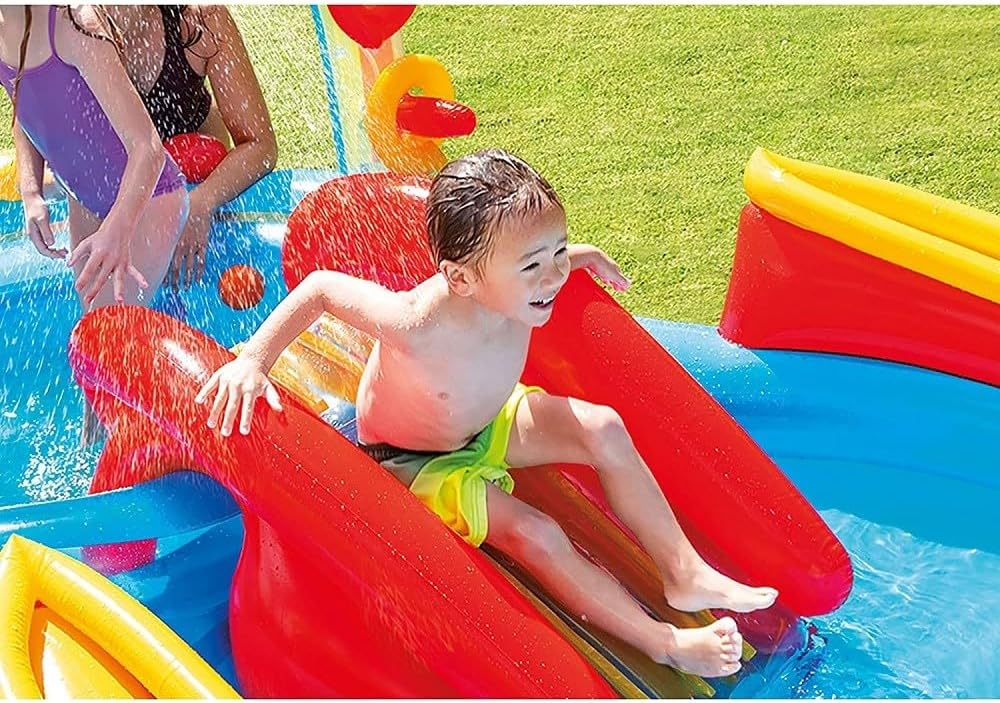 Intex piscine gonflable arc en ciel avec toboggan 57453