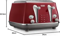 Delonghi grille-pain 4 tranches icona CTOC4003.R