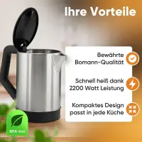 Bomann Bouilloire Inox 1,5 L WKS3002CB 2200 W