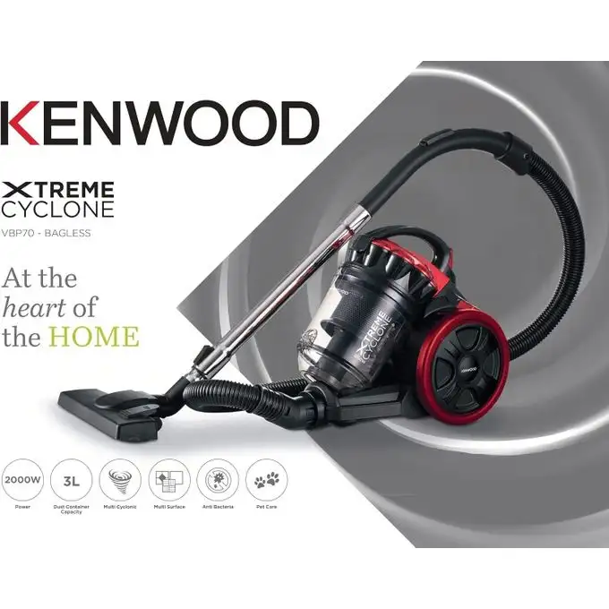 Kenwood Aspirateur Sans Sac Multi-Cyclonique 3L 2000W VBP70