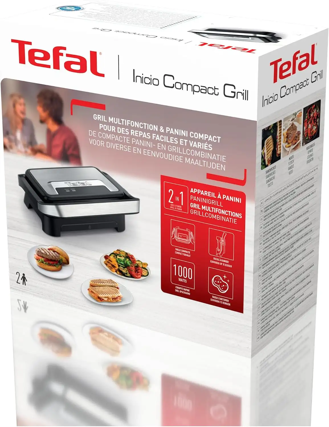 Tefal Gril et machine à panini Puissance1000 Watts GC270D10