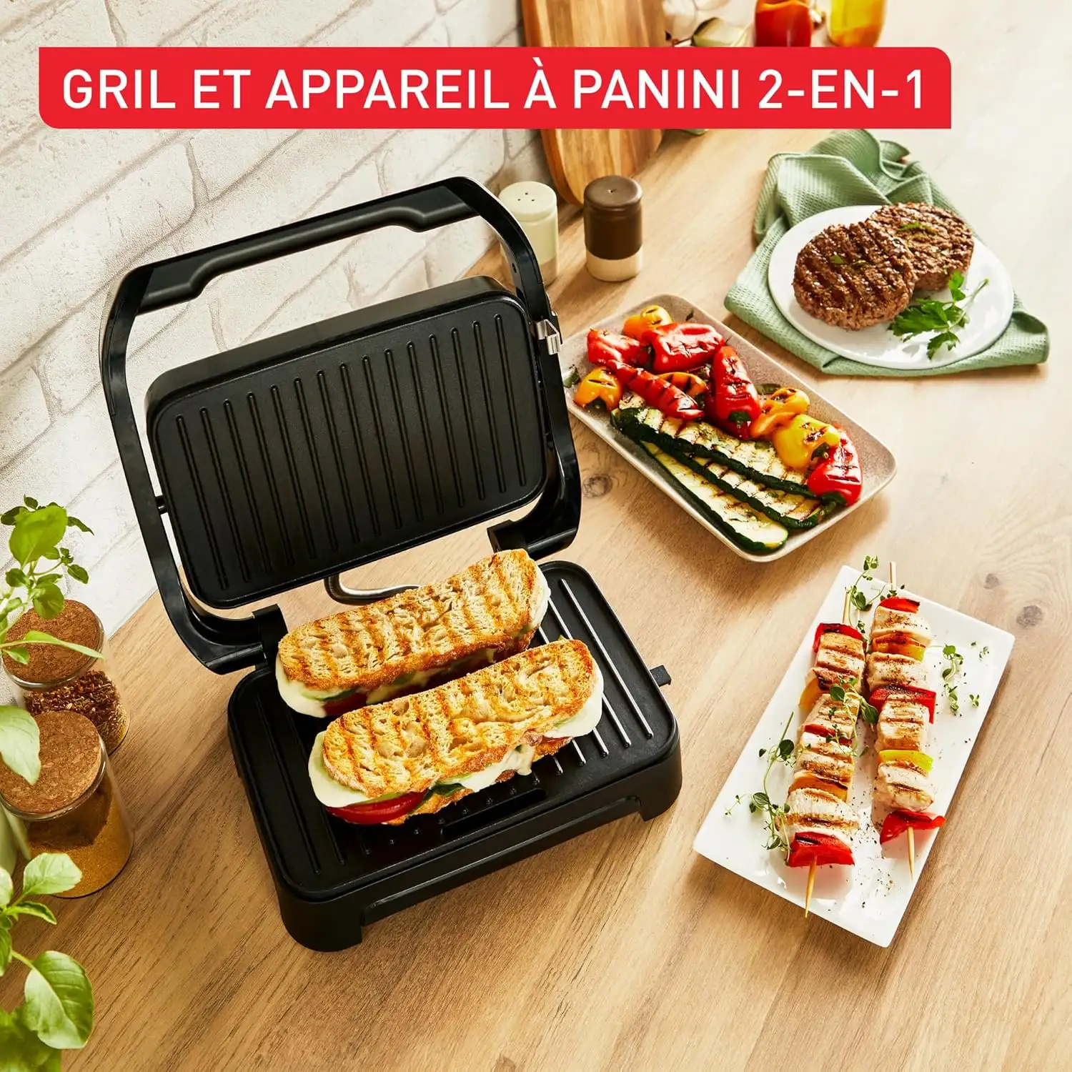Tefal Gril et machine à panini Puissance1000 Watts GC270D10