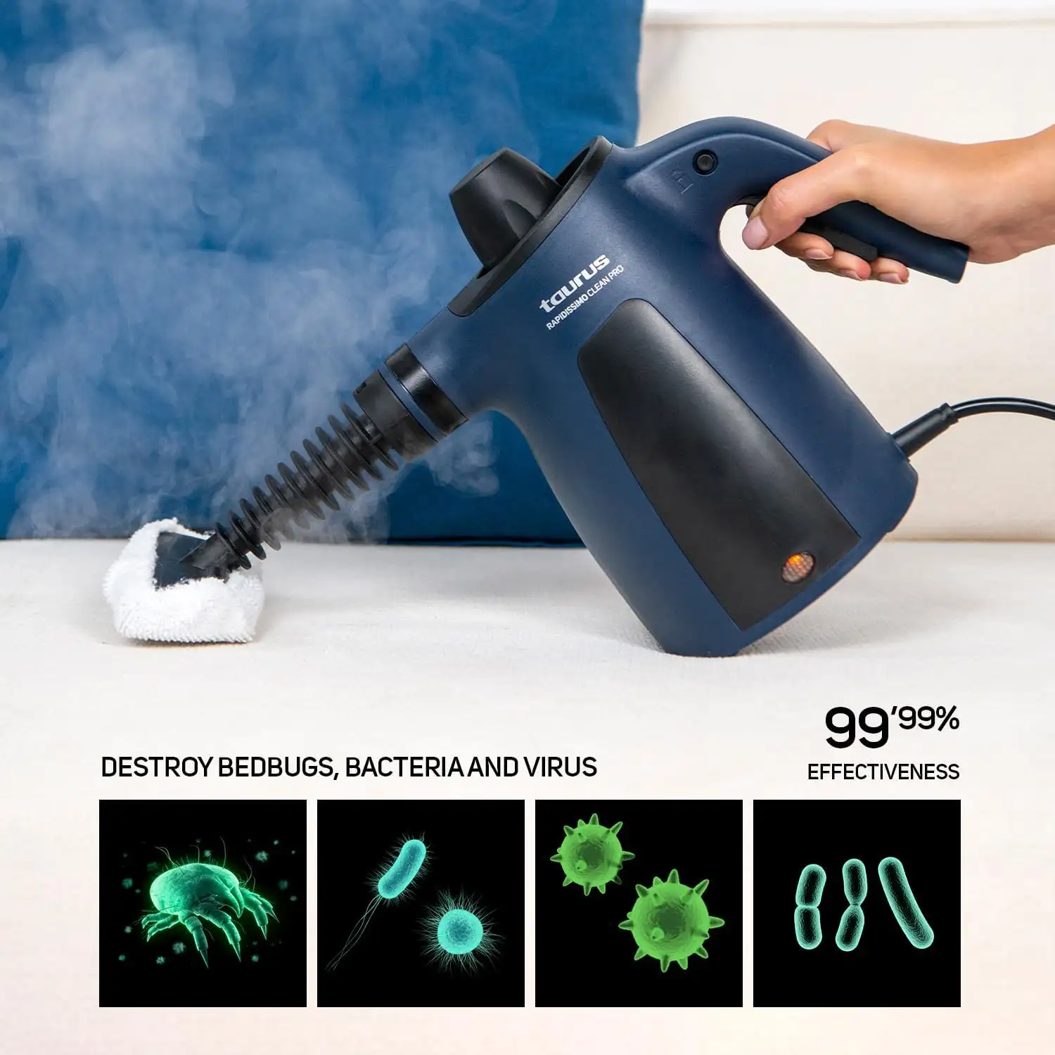 TAURUS Rapidissimo Clean Pro Nettoyeur Vapeur Bleu 1050 W