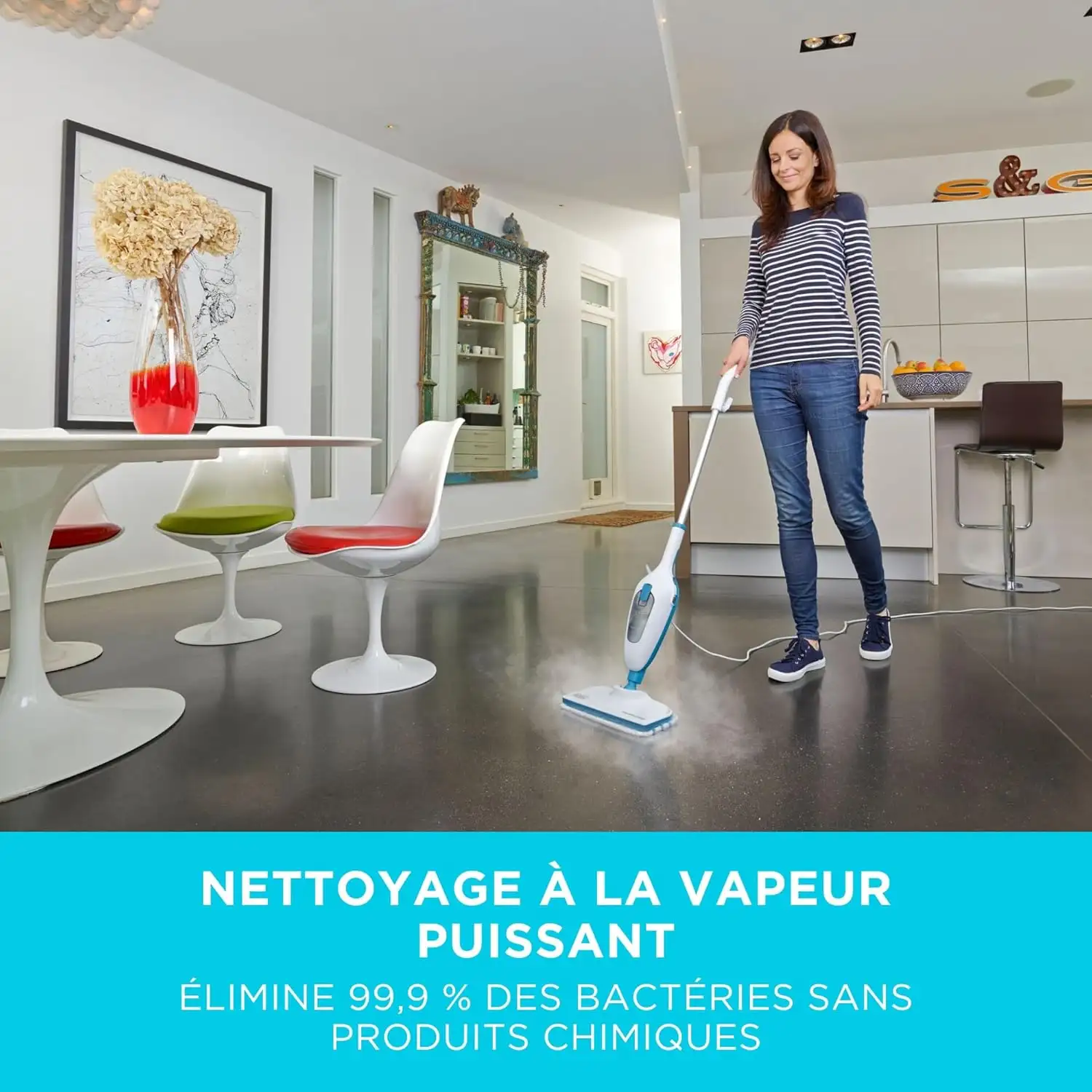 BLACK+DECKER Balai Vapeur. Nettoyeur de Sol 1300W FSM13E1-QS