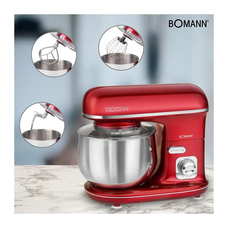 Pétrin 5l bomann 1100w rouge km6010cb