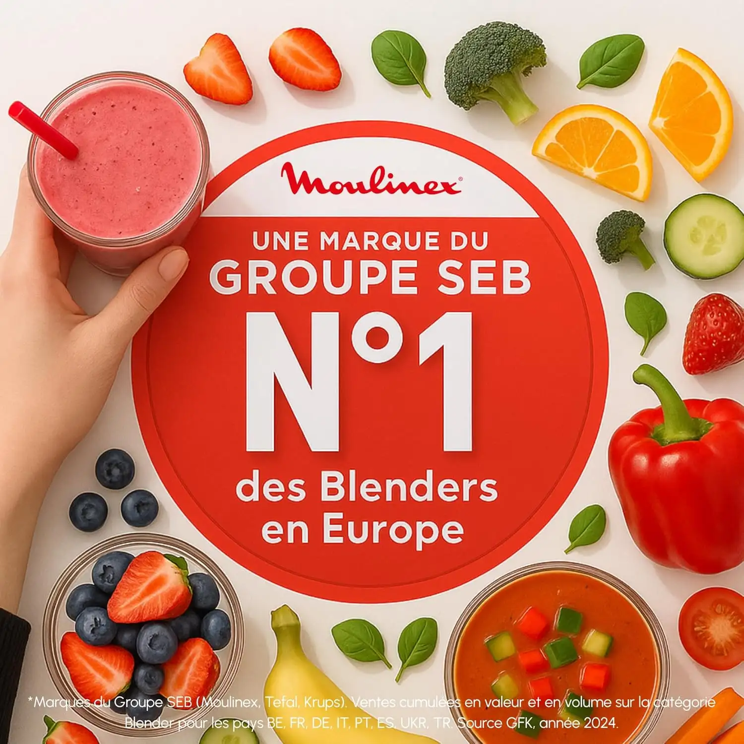 Moulinex Blender Mini mixeur compact 400 W LM17GD10