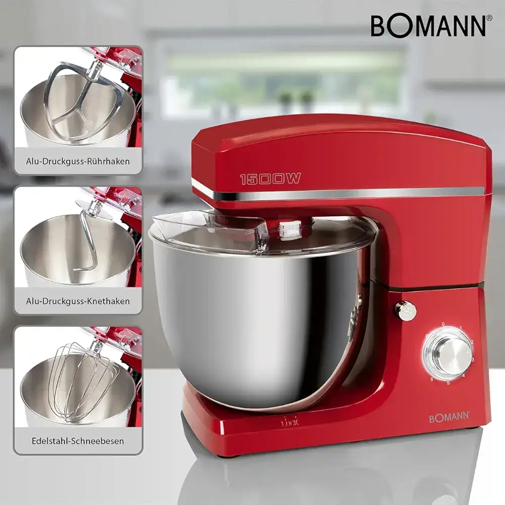 Robot pétrin 10L 1500W Bomann KM 6036 CB Rouge