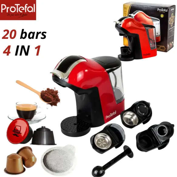 Protefal machine à café  cafetiere 20 bars 4 en 1 EM-308 R