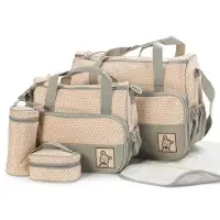 Sac à Langer Bébé Cinq Pièces - Vert/Beige