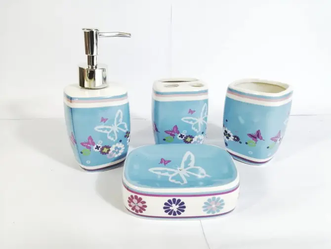 Ensemble d'accessoires de salle de bain 4 pièces Bleu