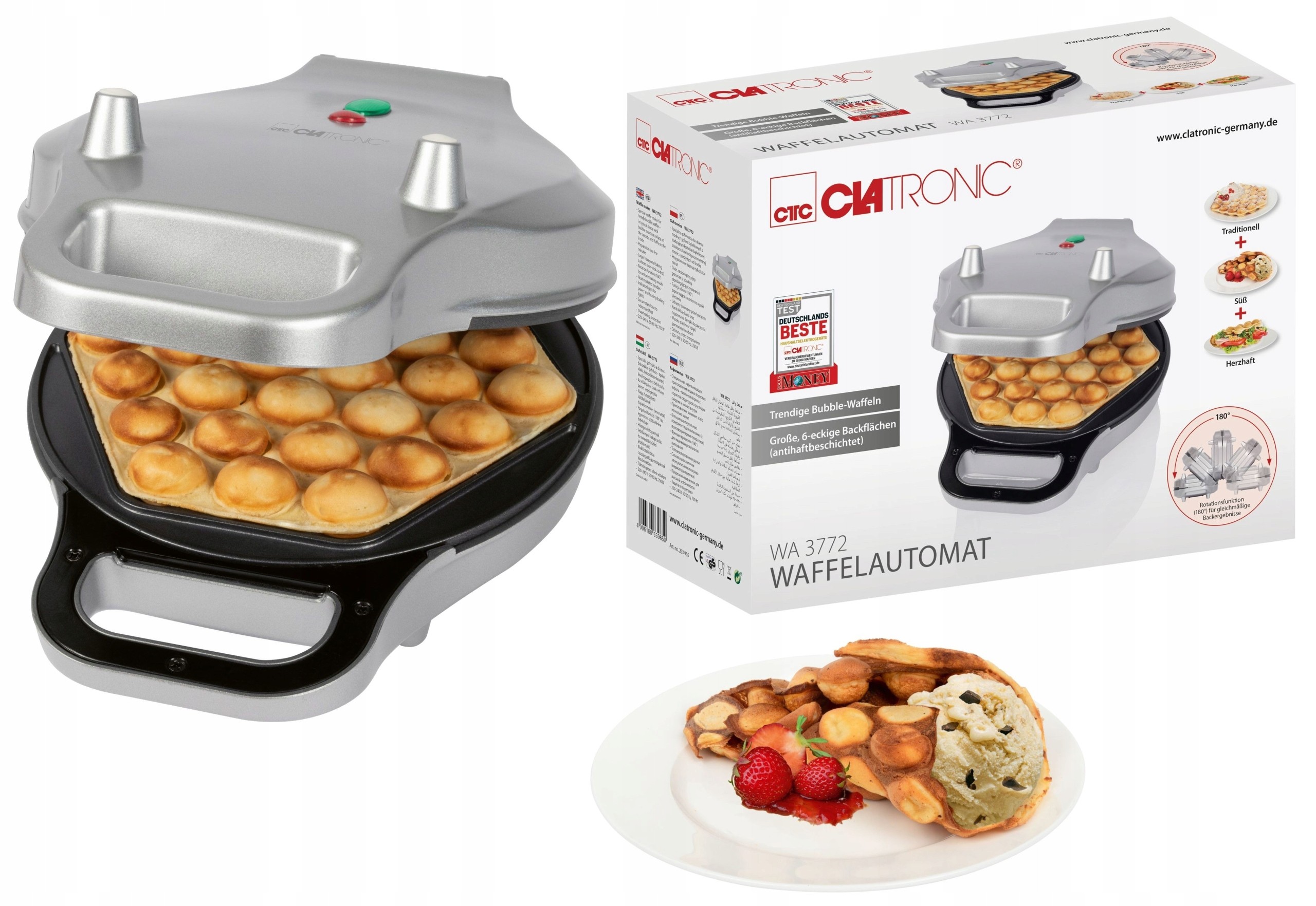 Clatronic Gaufrier pour Bubble Waffles WA 3772