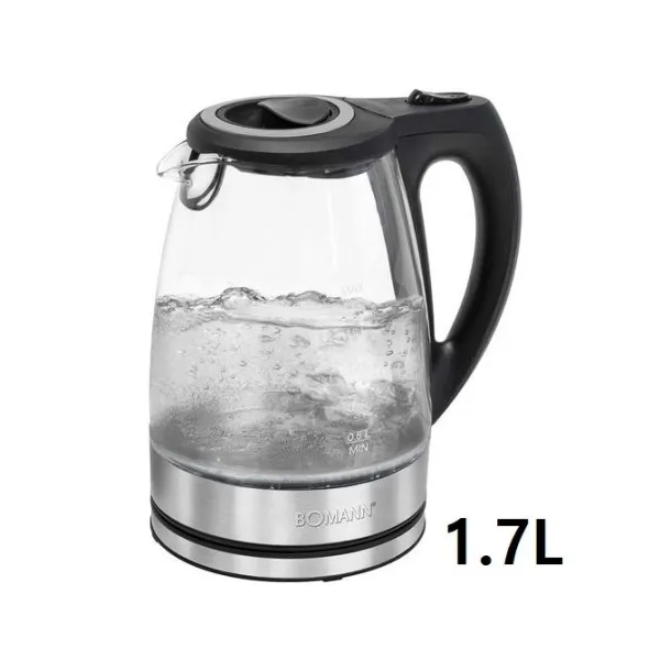 bomann bouilloire electrique en verre 1.7l  2200w Wks6032