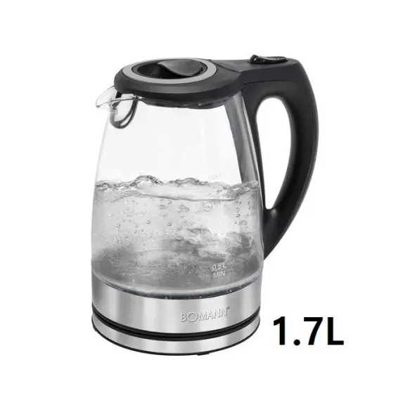 bomann bouilloire electrique en verre 1.7l  2200w Wks6032