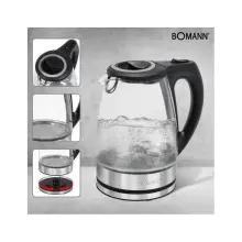 bomann bouilloire electrique en verre 1.7l  2200w Wks6032