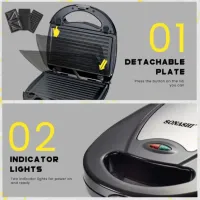 Panineuse Et Gaufrier 3en1 760W Noir SONASHI SSM-861