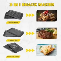 Panineuse Et Gaufrier 3en1 760W Noir SONASHI SSM-861