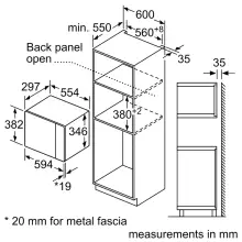 Micro-ondes encastrable Bosch Série 6 20L  BFL524MB0