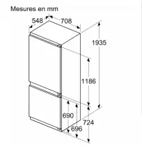 siemens Réfrigérateur combiné intégrable iQ500 382L KB96NSDD