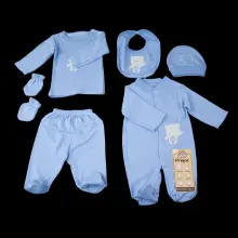 Ensemble Coffret Nouveau nés 6 pièces bleu