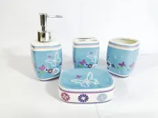 Ensemble d'accessoires de salle de bain 4 pièces Bleu