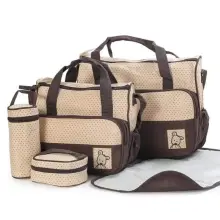 Sac à Langer Bébé Cinq Pièces - Maron/Beige