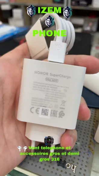 Chargeur Secteur Honor SuperCharge 66W avec Câble USB-C (Max 66W)