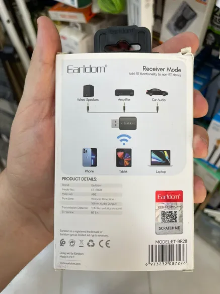 Récepteur Audio Bluetooth USB Earldom BR28 - BT 5.4, Mains Libres & Jack 3.5mm