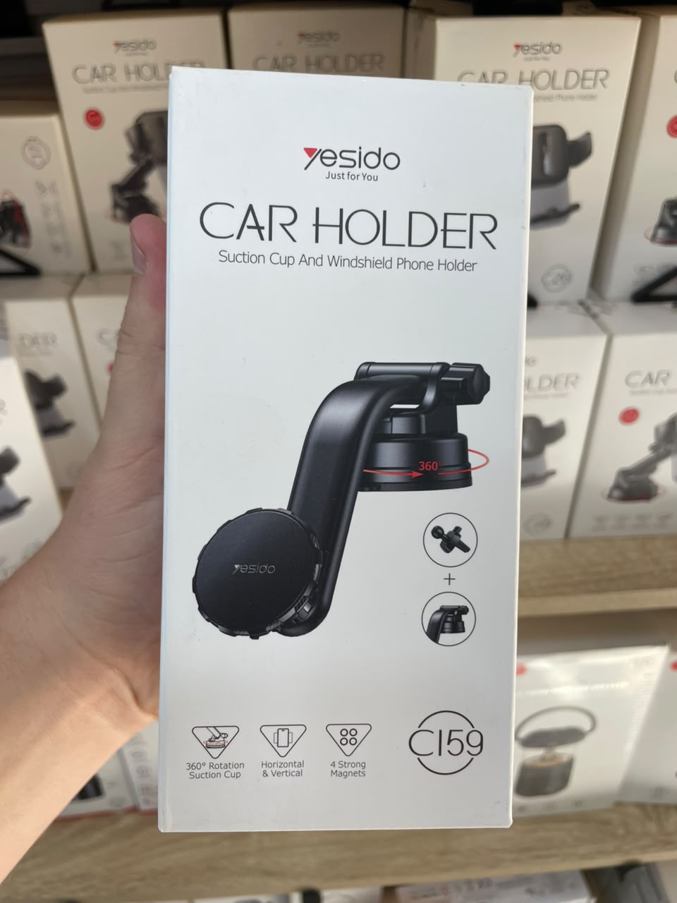 Support Voiture Magnétique 2 en 1 Yesido C159 Ventouse