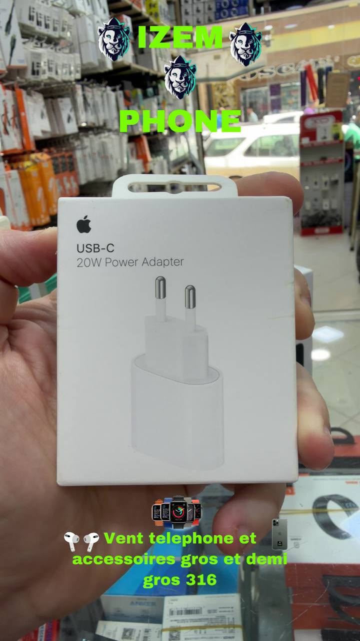 Adaptateur Secteur Apple USB-C 20W Chargeur Rapide iPhone