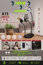 Support Multifonction Streaming & Vlogging A15 - Ring Light, Support Smartphone & Micro avec Batterie Intégrée