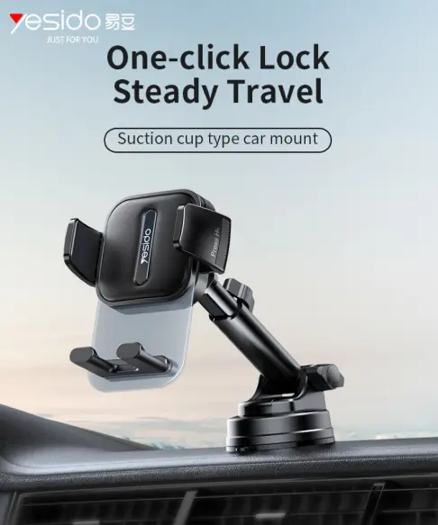 Support Voiture Smartphone à Ventouse Télescopique Yesido C261 - Rotation 360°