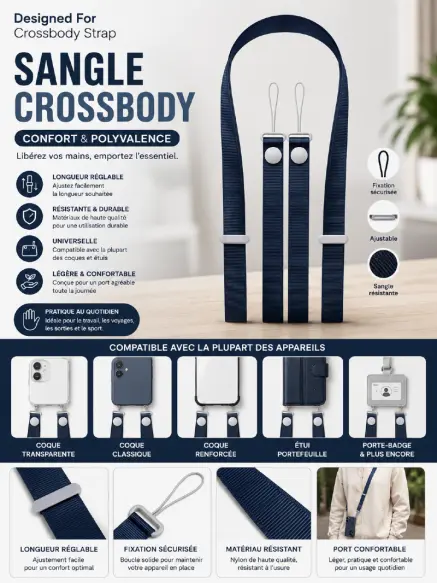 Sangle Universelle Téléphone : Crossbody Strap Mode