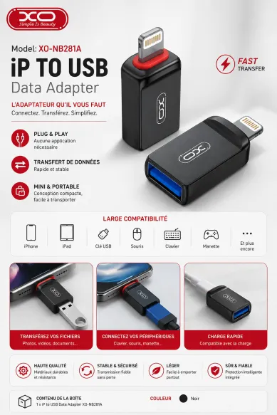 Adaptateur XO NB281A Lightning vers USB OTG