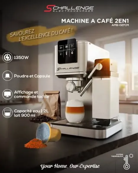 Machine à Café AMB-027CM 20 Bars Poudre Capsule Lait