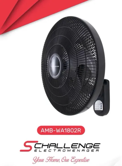 Ventilateur Mural 75W AMB-WA1802R Télécommande & Noir