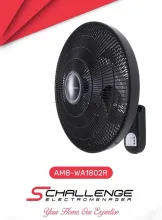 Ventilateur Mural 75W AMB-WA1802R Télécommande & Noir