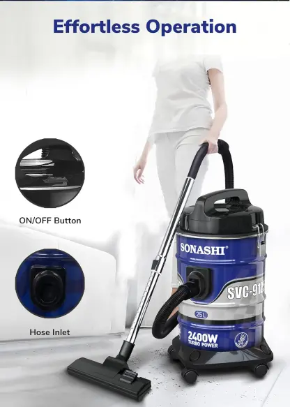 Aspirateur Bidon Sonashi 2IN1 25L 2400 W  SVC-9125D