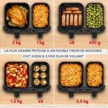 Air fryer Moulinex Easy Fry Dual XXL 11L, 2 tiroirs, Cuisson synchronisée EZ942HF0