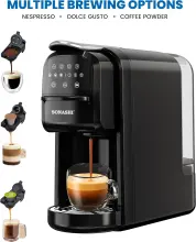 SONASHI COFFEE MAKER 3en1(capsules Nespresso, Dolce Gusto, café moulu) et de 20 bars- SCM-4985