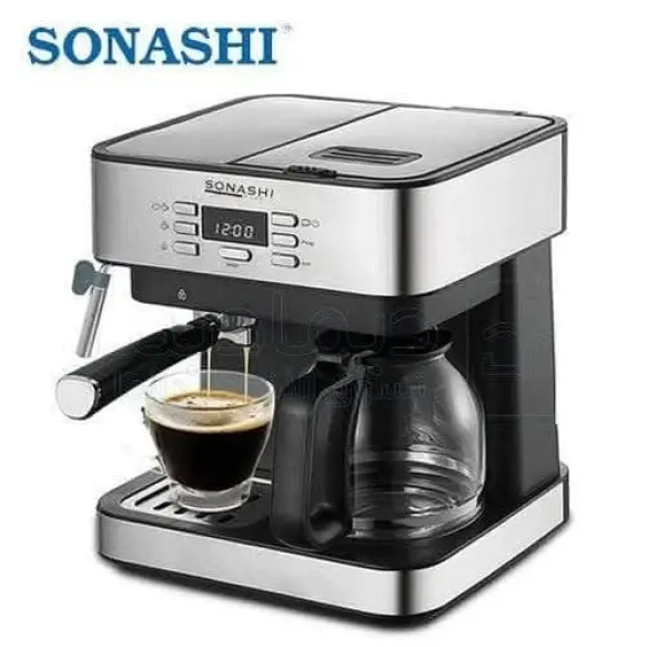 SONASHI COFFEE MAKER pour la préparation du café expresso15 bars et café filtre jusqu'à10 tasses  SCM-4976