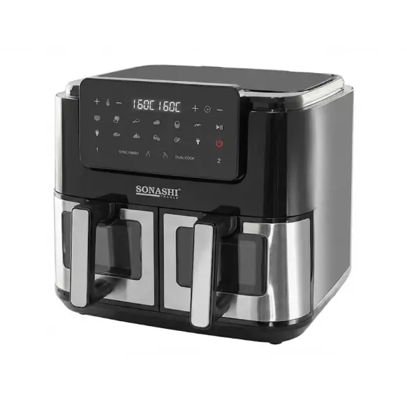Sonashi friteuse a air numerique deux poelles 5+5L saf-105